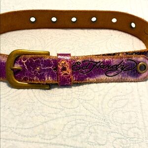 Ed Hardy Vintage Purple Belt with Gold Buckle